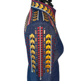 Show Clothes - Denim, Gold, Red and Black Show Shirt (L) - Lisa Nelle