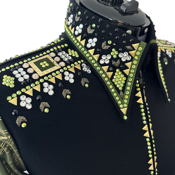 Show Clothes - Olive and Gold Show Shirt (S/M) - Lisa Nelle