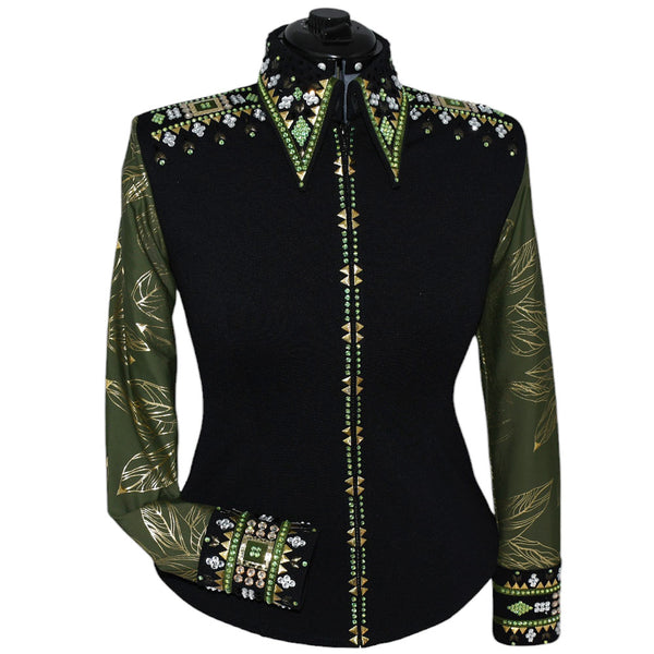 Show Clothes - Olive and Gold Show Shirt (S/M) - Lisa Nelle