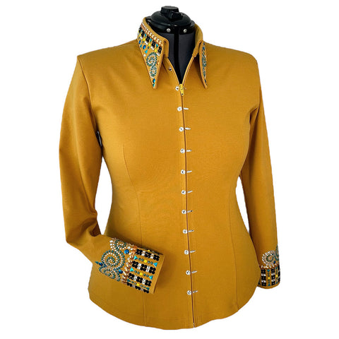 Mustard, Teal and Black Show Shirt (XL/1X)