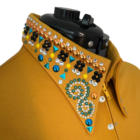 Mustard, Teal and Black Show Shirt (XL/1X)