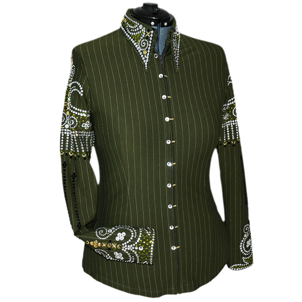 Show Clothes - Olive and Gold Show Shirt (L/XL) - Lisa Nelle