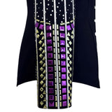 Show Clothes - Purple, Gold and White Stripes Show Shirt (XL) - Lisa Nelle