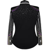 Show Clothes - Purple, Gold and White Stripes Show Shirt (XL) - Lisa Nelle