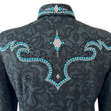 Show Clothes - Gray Lace and Turquoise Show Shirt (5X) - Lisa Nelle