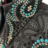 Show Clothes - Gray Lace and Turquoise Show Shirt (5X) - Lisa Nelle