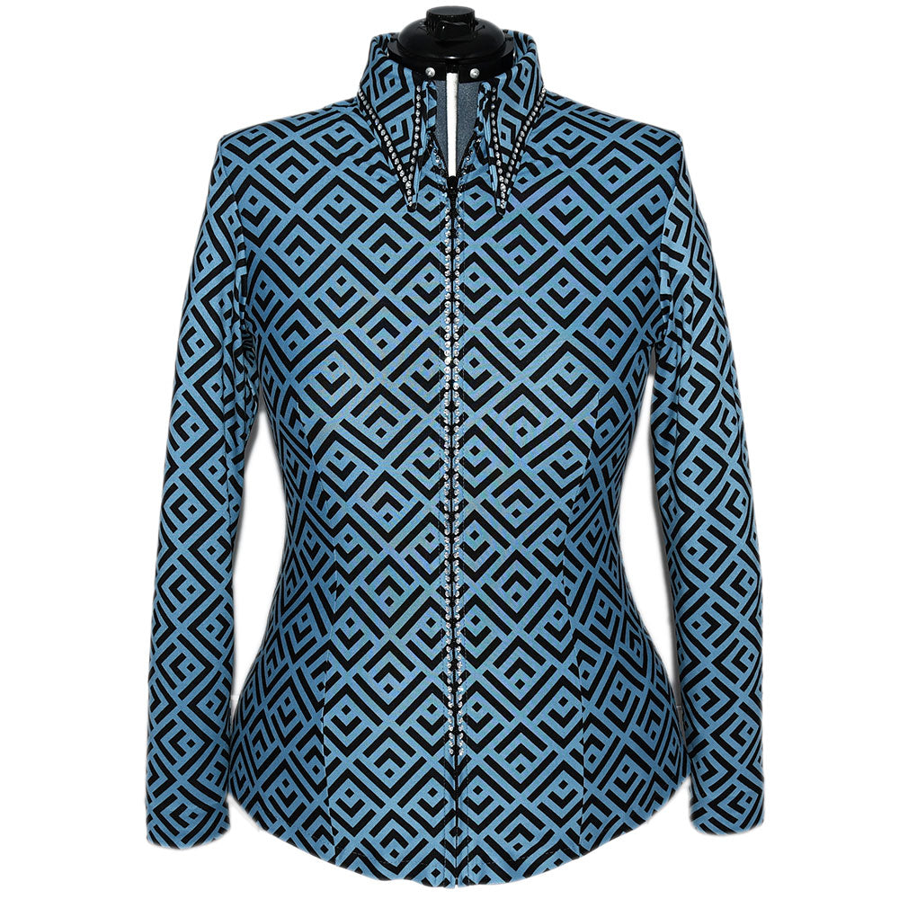 Show Clothes - Light Blue and Black Show Shirt (L) - Lisa Nelle
