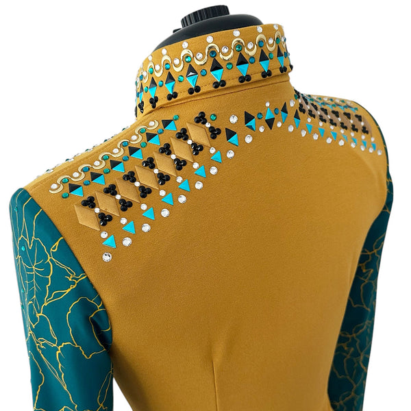 Show Clothes - Golden Teal Show Shirt (XS/S) - Lisa Nelle