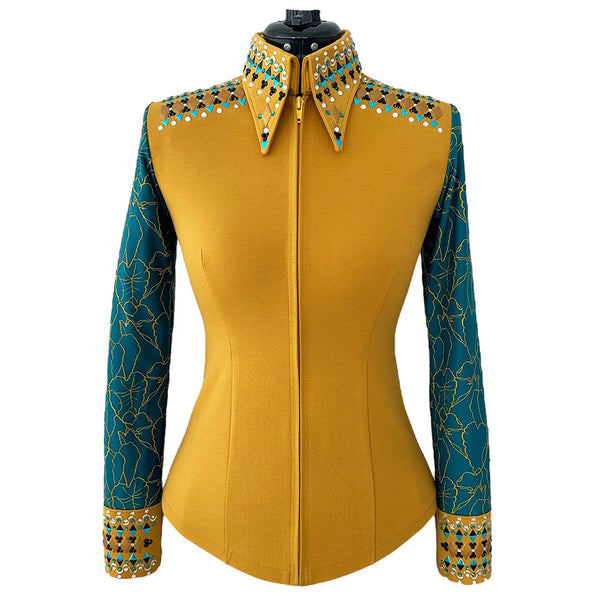 Show Clothes - Golden Teal Show Shirt (XS/S) - Lisa Nelle