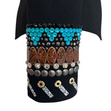 Turquoise and Brown Fringe Show Shirt (L)
