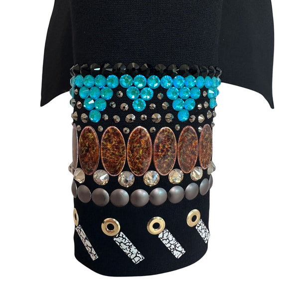 Turquoise and Brown Fringe Show Shirt (L)