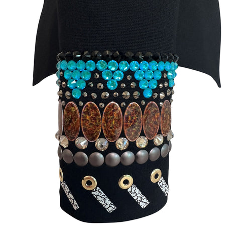 Turquoise and Brown Fringe Show Shirt (L)
