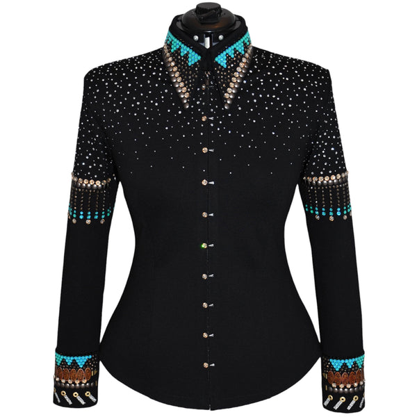 Turquoise and Brown Fringe Show Shirt (L)