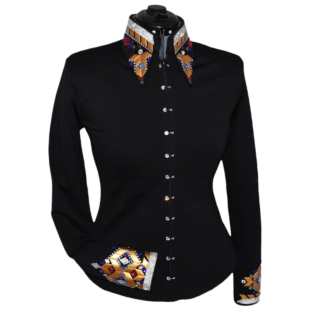 Show Clothes - Red, Gold and Blue Show Shirt (S/M) - Lisa Nelle