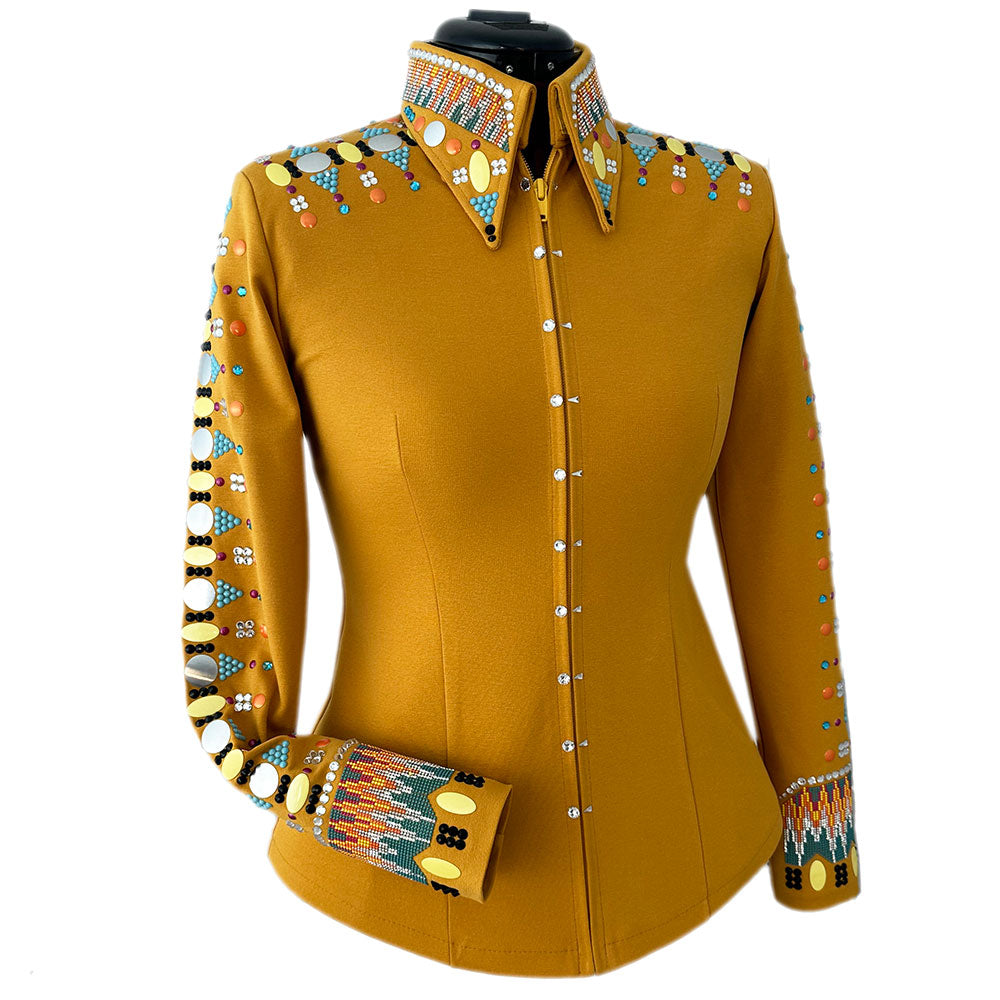 Show Clothes - Maze and Turquoise Show Shirt (XS/S) - Lisa Nelle