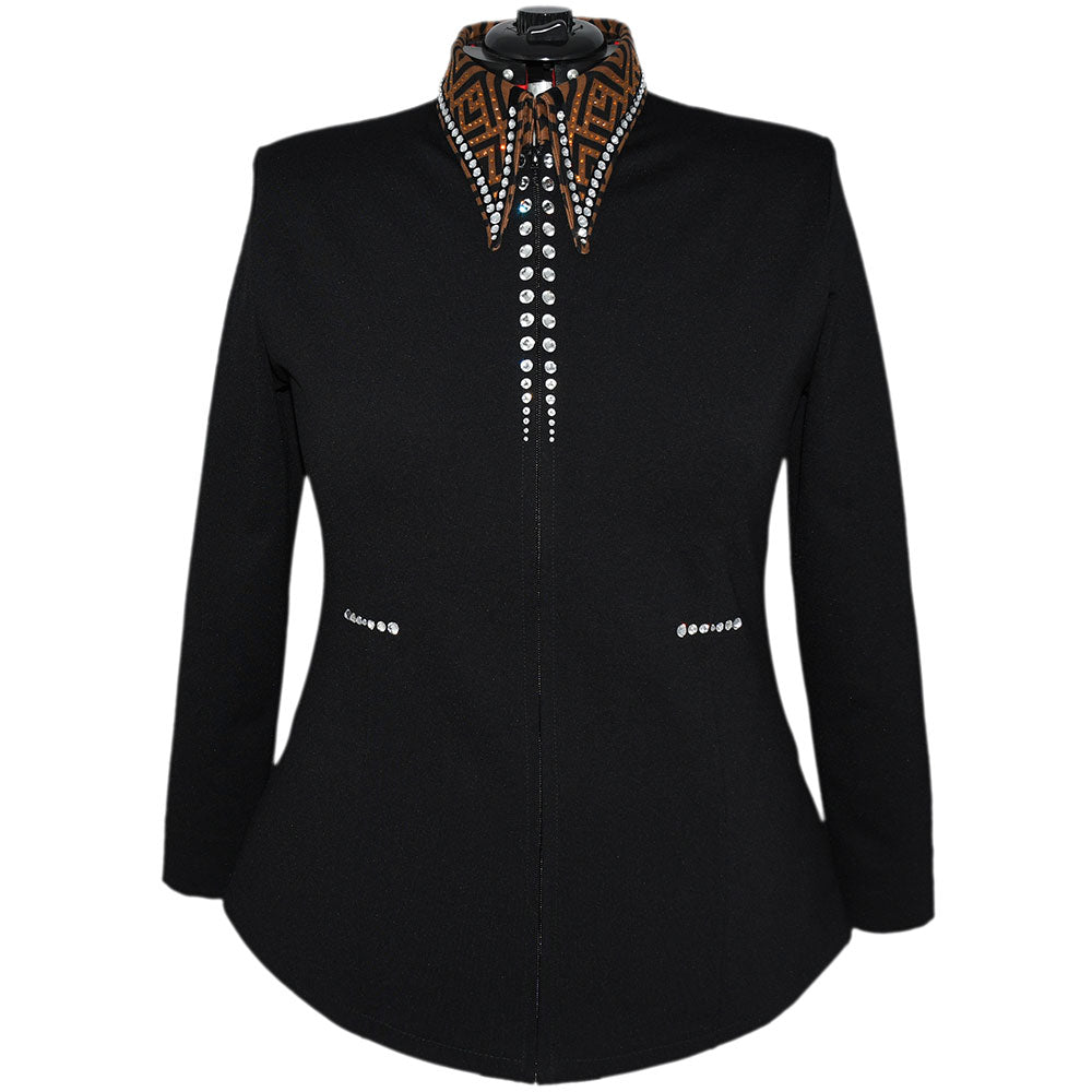 Show Clothes - Brown Geo Showmanship Jacket (2X/3X) - Lisa Nelle