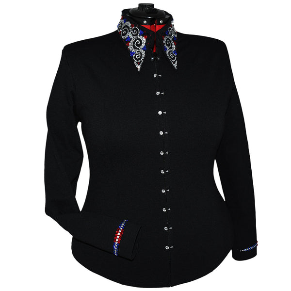 Show Clothes - Red, Crystal and Blue Show Shirt (2X) - Lisa Nelle