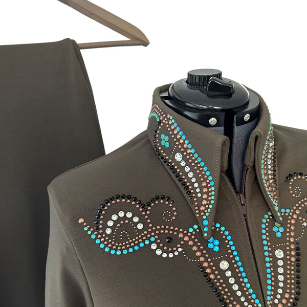 Show Clothes - Deep Gray Green Showmanship Suit (L/XL) - Lisa Nelle