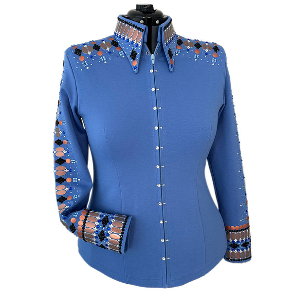 Show Clothes - Blue Rosé Show Shirt (XL) - Lisa Nelle