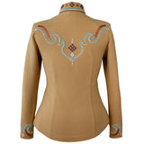 Show Clothes - Tan and Turquoise Western Show Shirt (M) - Lisa Nelle