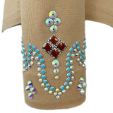 Show Clothes - Tan and Turquoise Western Show Shirt (M) - Lisa Nelle