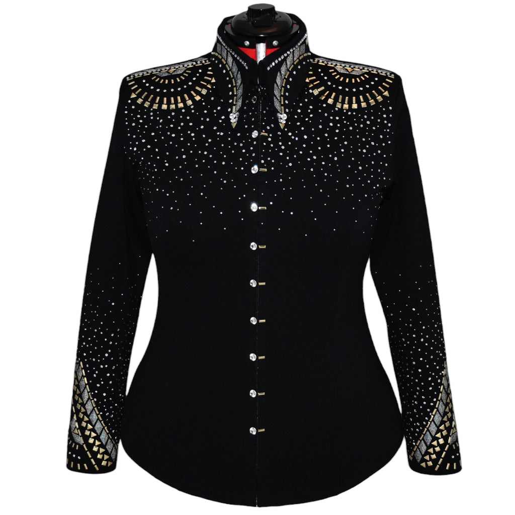 Show Clothes - Light Denim Blue and Gold All Day Jacket (1X/2X) - Lisa Nelle