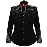 Show Clothes - Light Denim Blue and Gold All Day Jacket (1X/2X) - Lisa Nelle