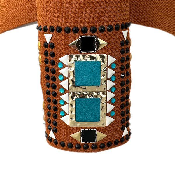 Show Clothes - Cinnamon and Turquoise Show Shirt (L) - Lisa Nelle