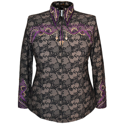 Purple and Tan Lace Show Shirt (3X)