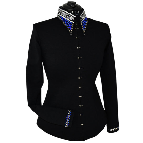 Show Clothes - Sapphire and Gray Show Shirt (XS/S) - Lisa Nelle