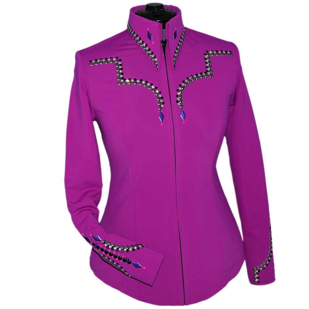 Show Clothes - Fuchsia and Black Show Shirt (L) - Lisa Nelle