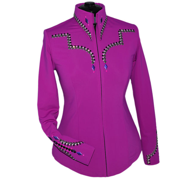 Show Clothes - Fuchsia and Black Show Shirt (L) - Lisa Nelle
