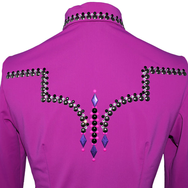 Show Clothes - Fuchsia and Black Show Shirt (L) - Lisa Nelle