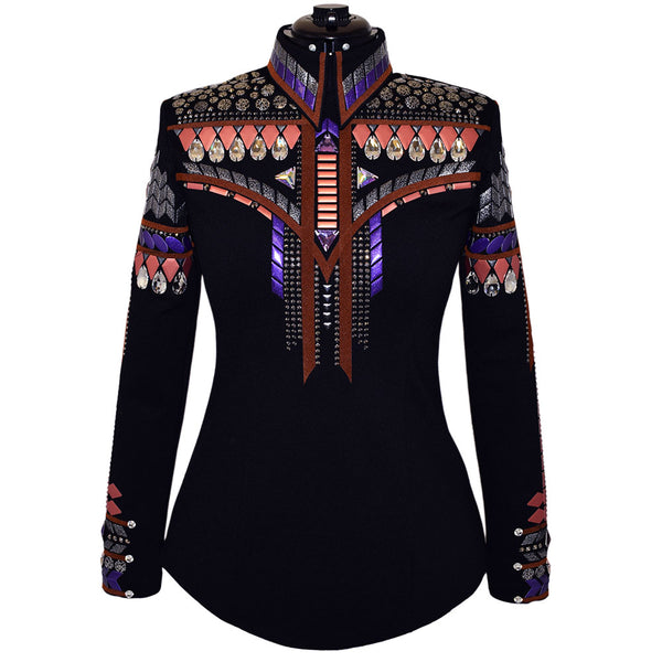Show Clothes - Purple, Coral and Whiskey Horsemanship Shirt (S/M) - Lisa Nelle