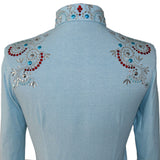 Show Clothes - Light Denim Red and Turquoise Show Shirt (L) - Lisa Nelle