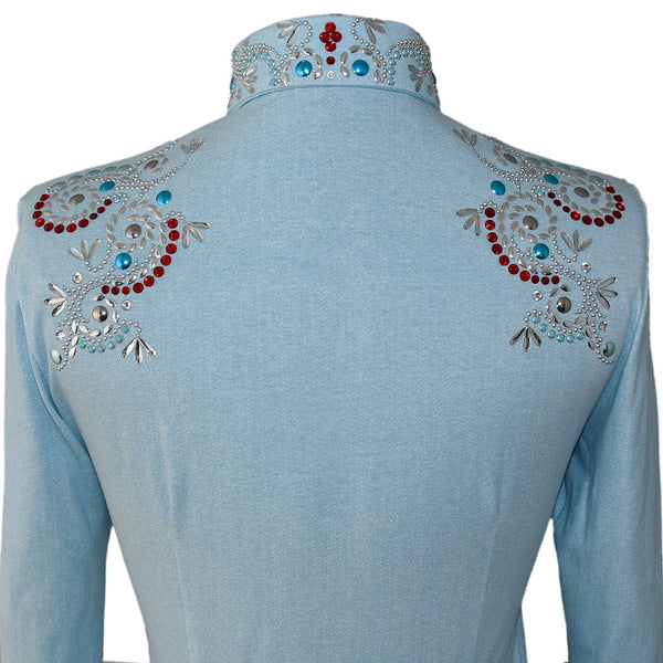 Show Clothes - Light Denim Red and Turquoise Show Shirt (L) - Lisa Nelle