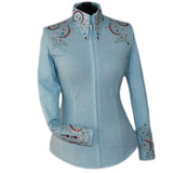 Show Clothes - Light Denim Red and Turquoise Show Shirt (L) - Lisa Nelle