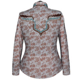 Show Clothes - Tan and White Lace Show Shirt (XL) - Lisa Nelle